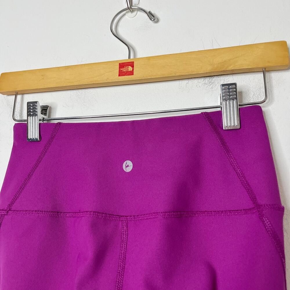 90 Degree Reflex Women Athletic Leggings XS Fuchsia Pink Sheer Mesh Insert Ankle - Picture 7 of 9